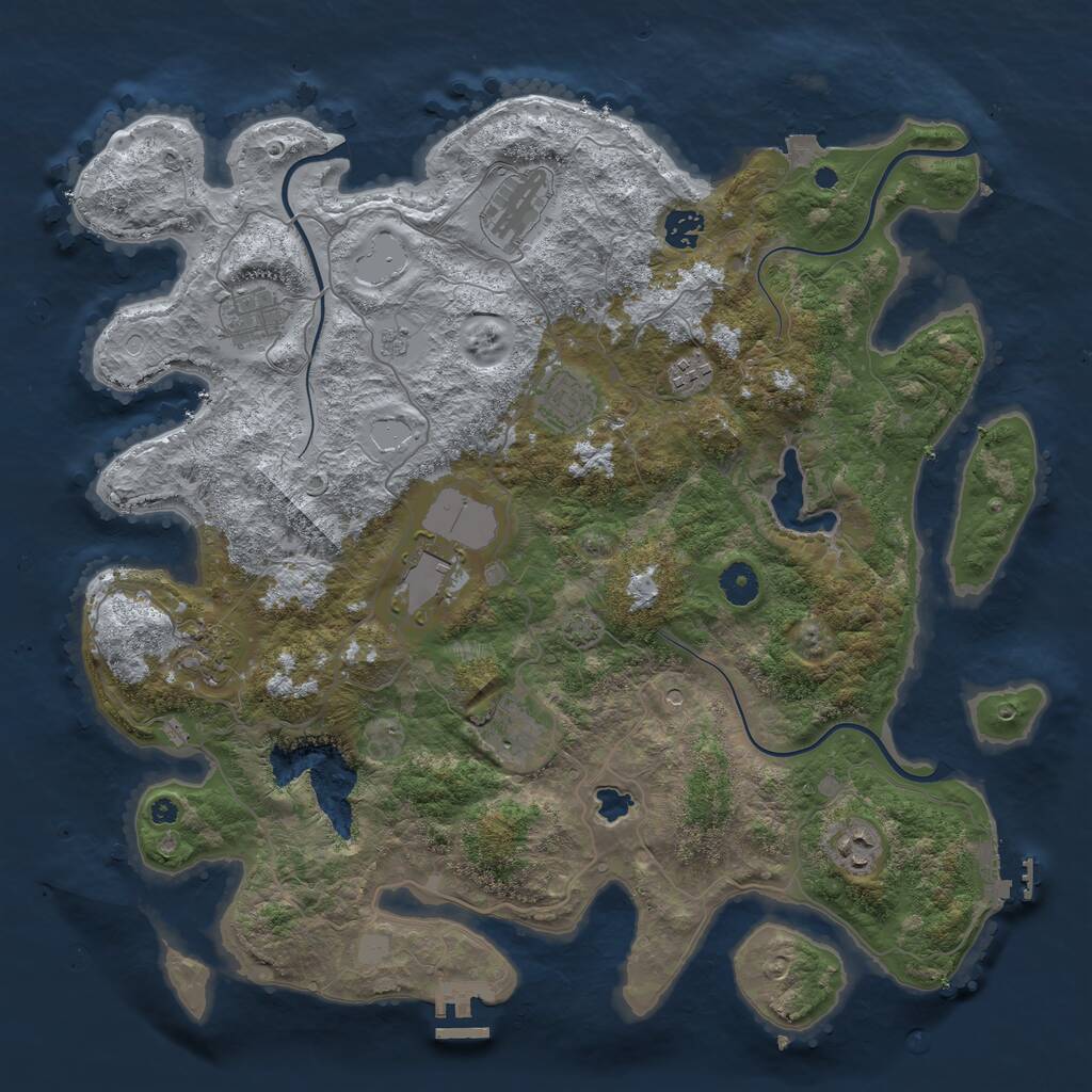 Rust Map: Procedural Map, Size: 4100, Seed: 25596, 15 Monuments