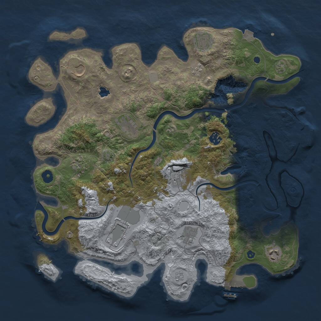Rust Map: Procedural Map, Size: 4000, Seed: 229851, 16 Monuments