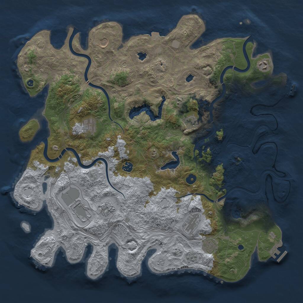 Rust Map: Procedural Map, Size: 4500, Seed: 50495677, 16 Monuments