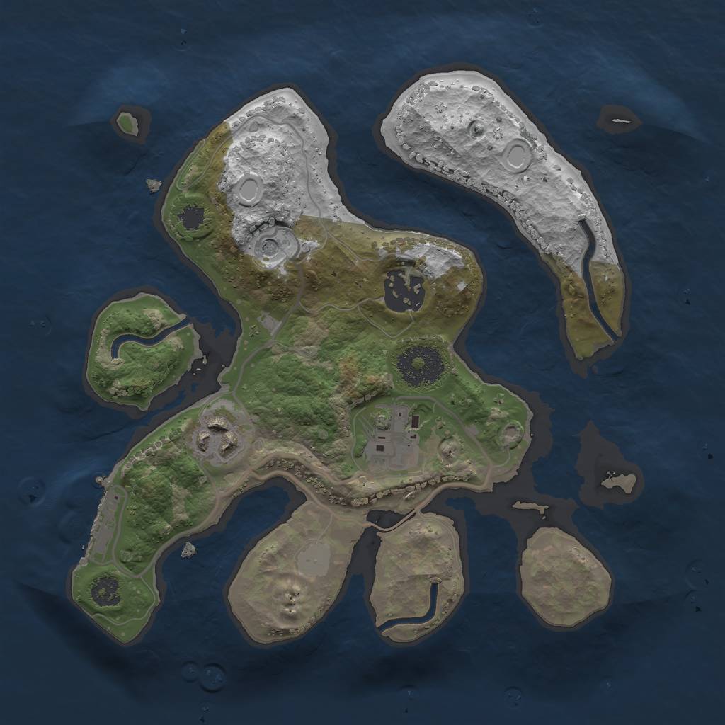 Rust Map: Procedural Map, Size: 2500, Seed: 1410975896, 10 Monuments