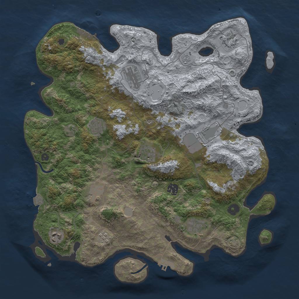 Rust Map: Procedural Map, Size: 3900, Seed: 3333, 18 Monuments