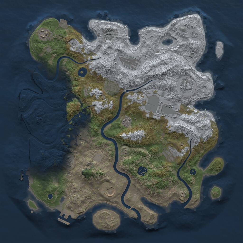 Rust Map: Procedural Map, Size: 3900, Seed: 3333, 16 Monuments