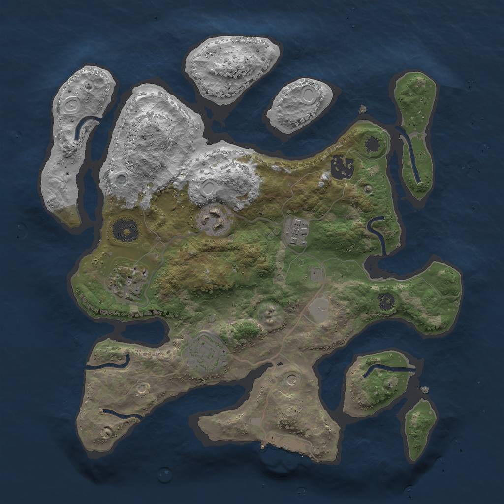 Rust Map: Procedural Map, Size: 3000, Seed: 1000265472, 12 Monuments