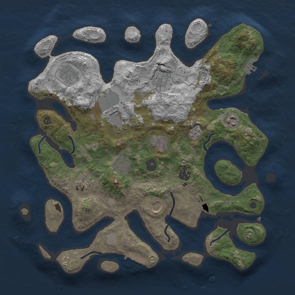 Rust Map: Procedural Map, Size: 3700, Seed: 4872889, 18 Monuments