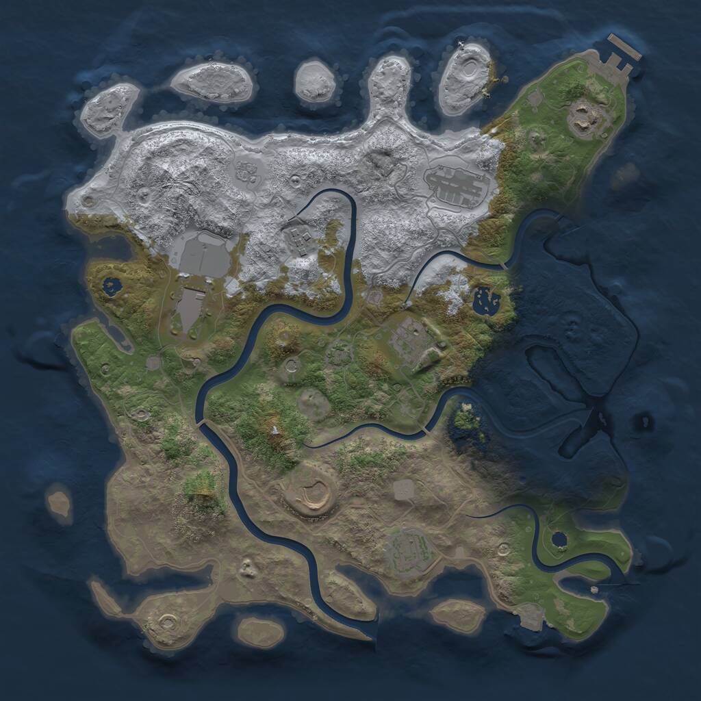 Rust Map: Procedural Map, Size: 3700, Seed: 4872889, 13 Monuments
