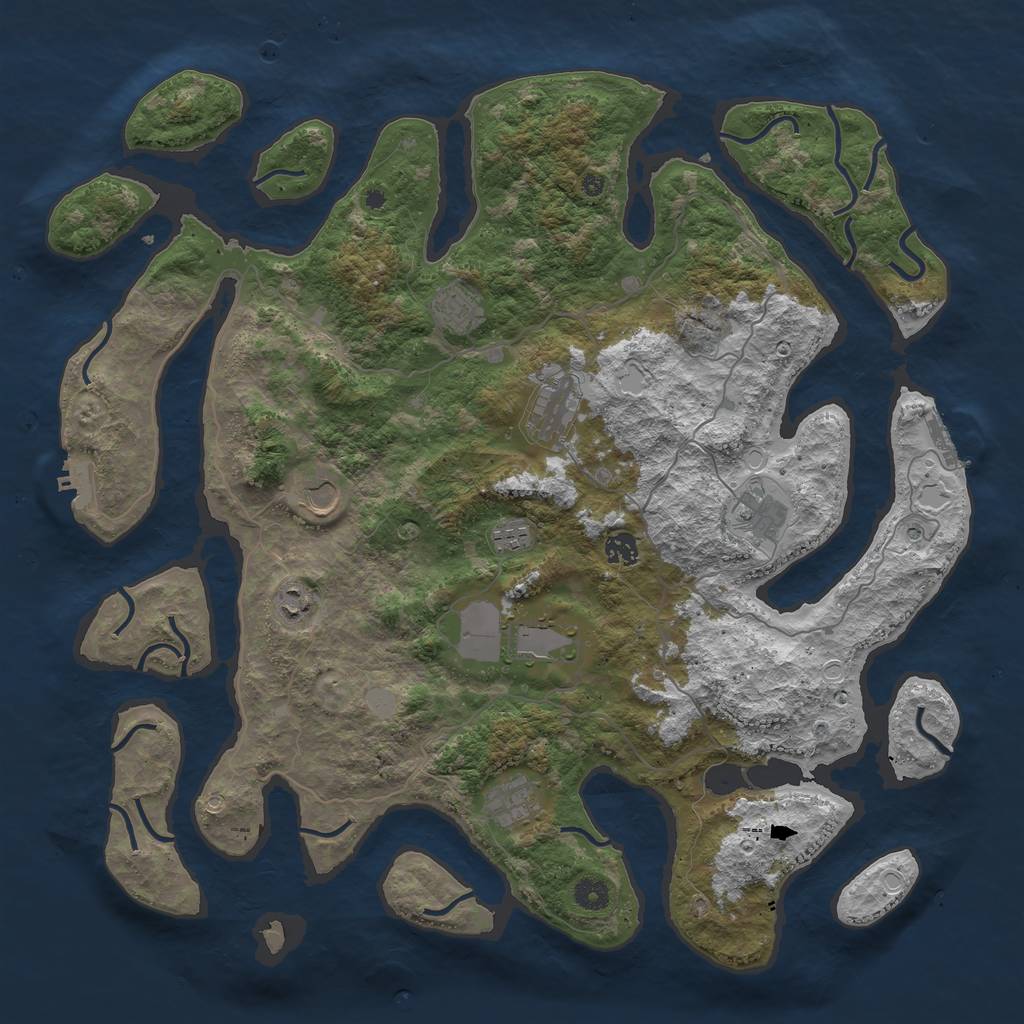 Rust Map: Procedural Map, Size: 4500, Seed: 8471814, 17 Monuments