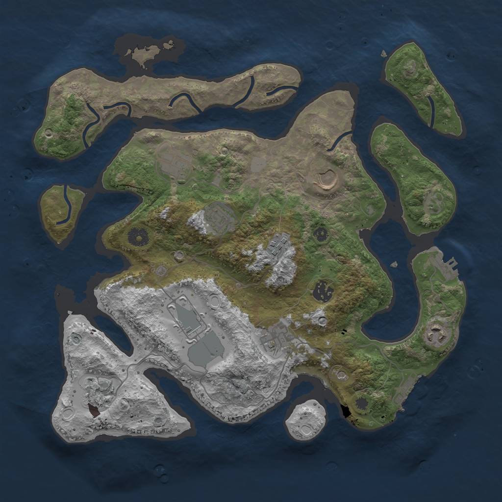 Rust Map: Procedural Map, Size: 3700, Seed: 660984860, 17 Monuments