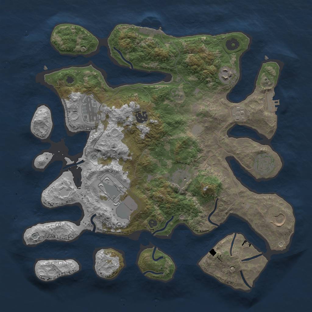 Rust Map: Procedural Map, Size: 3700, Seed: 4663380, 16 Monuments