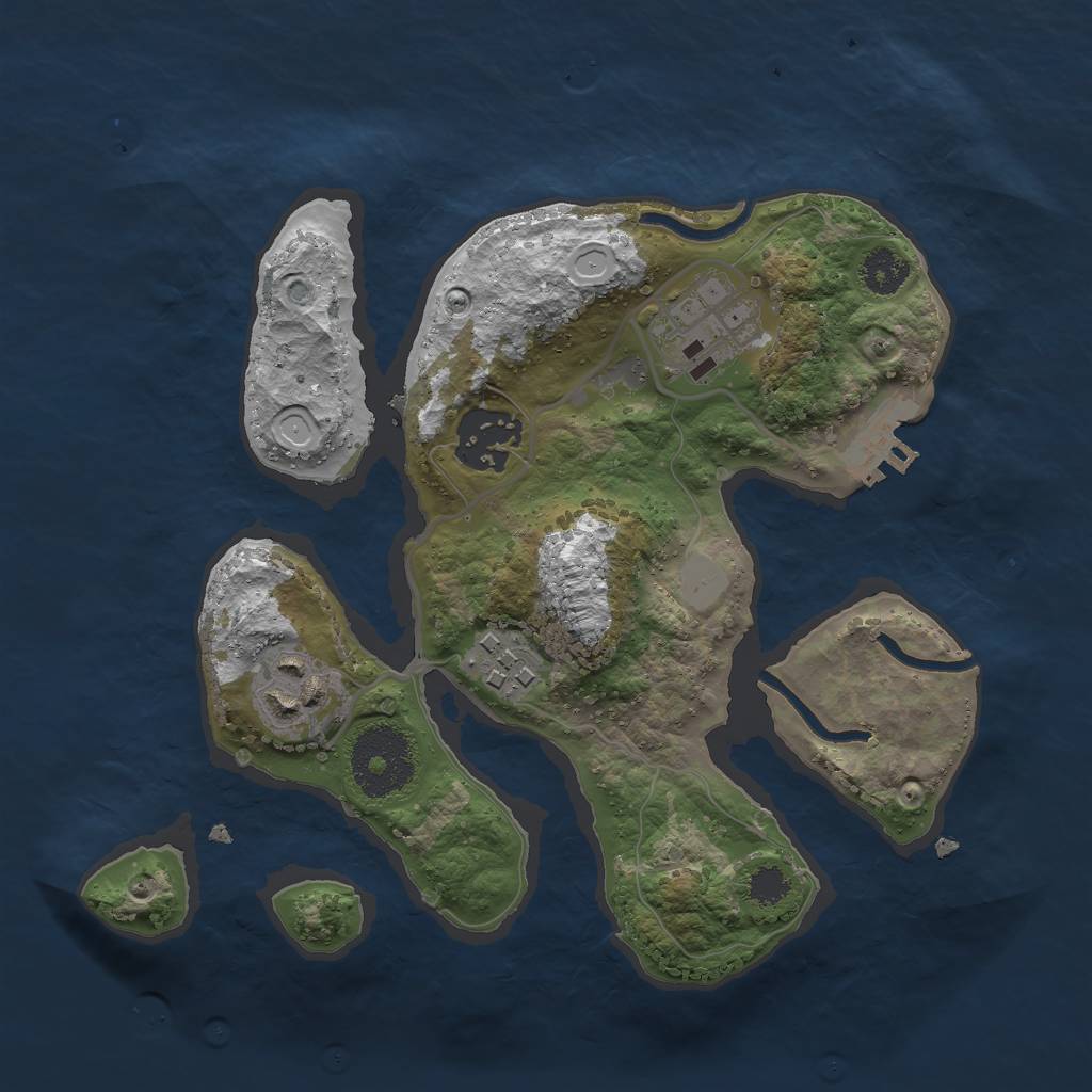 Rust Map: Procedural Map, Size: 2500, Seed: 213, 10 Monuments