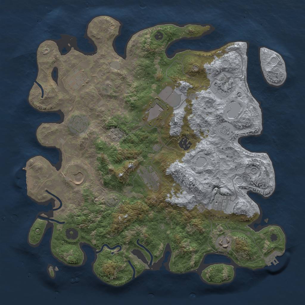 Rust Map: Procedural Map, Size: 3700, Seed: 5629809, 18 Monuments