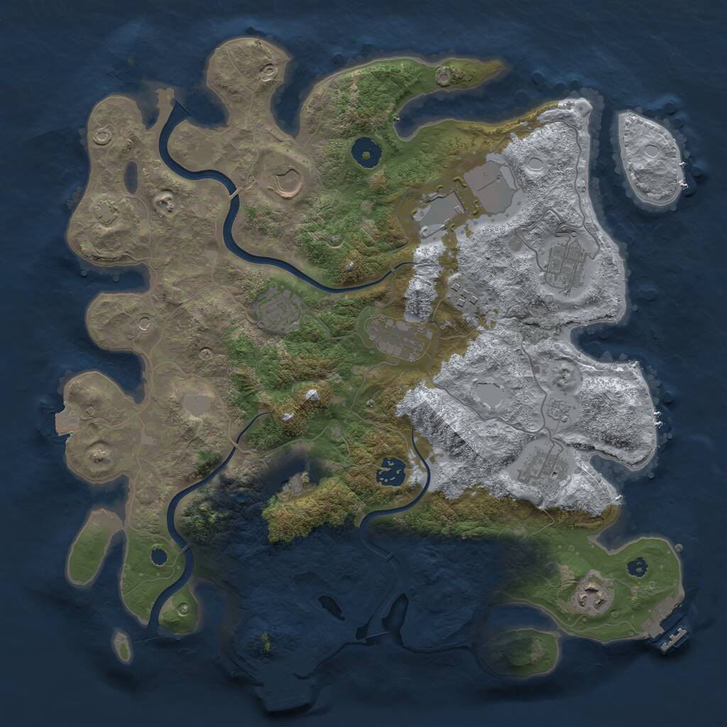 Rust Map: Procedural Map, Size: 3700, Seed: 5629809, 16 Monuments