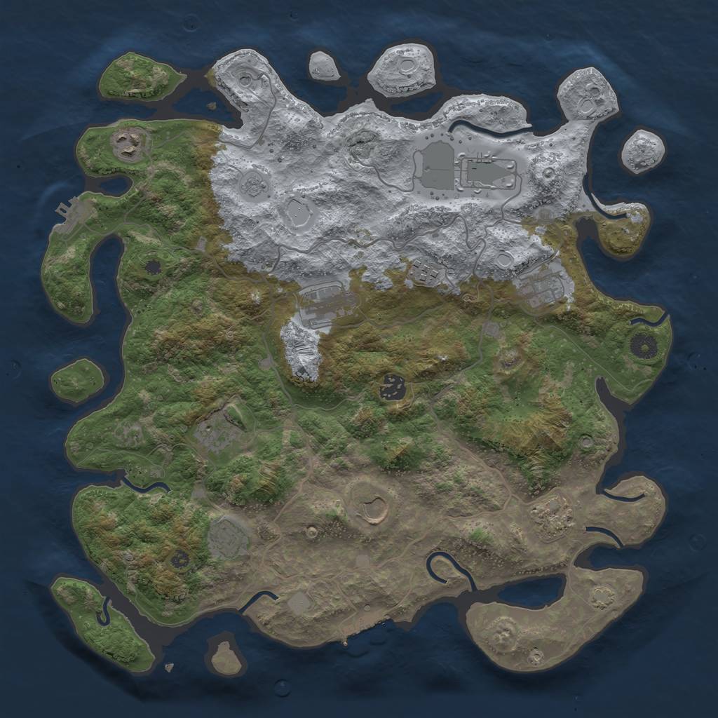 Rust Map: Procedural Map, Size: 4000, Seed: 2373146, 18 Monuments