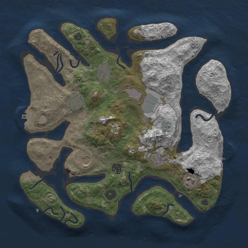 Rust Map: Procedural Map, Size: 3550, Seed: 613849, 16 Monuments