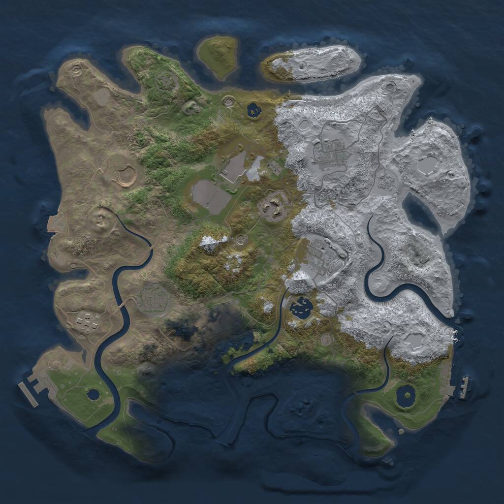 Rust Map: Procedural Map, Size: 3550, Seed: 613849, 15 Monuments