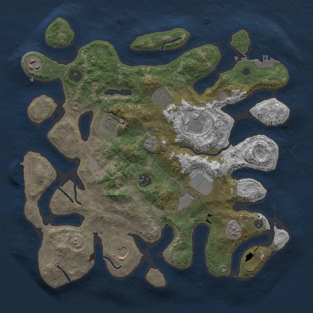 Rust Map: Procedural Map, Size: 3600, Seed: 1534671229, 16 Monuments