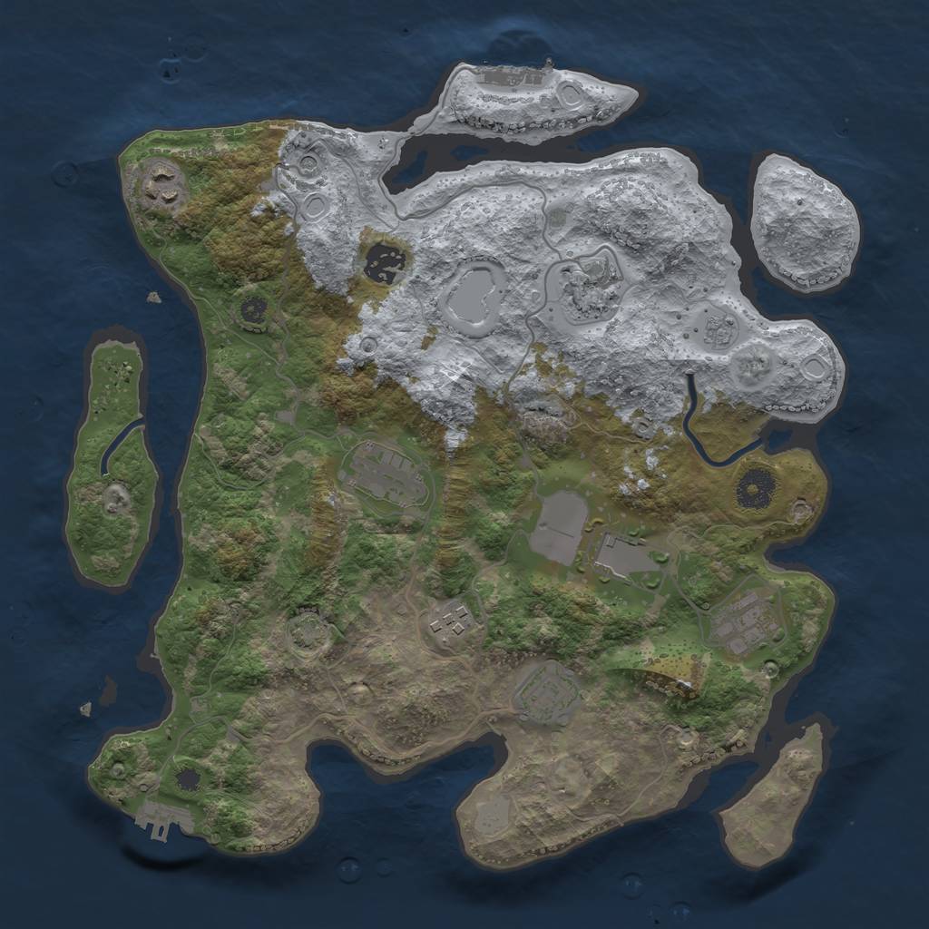 Rust Map: Procedural Map, Size: 3500, Seed: 615, 16 Monuments