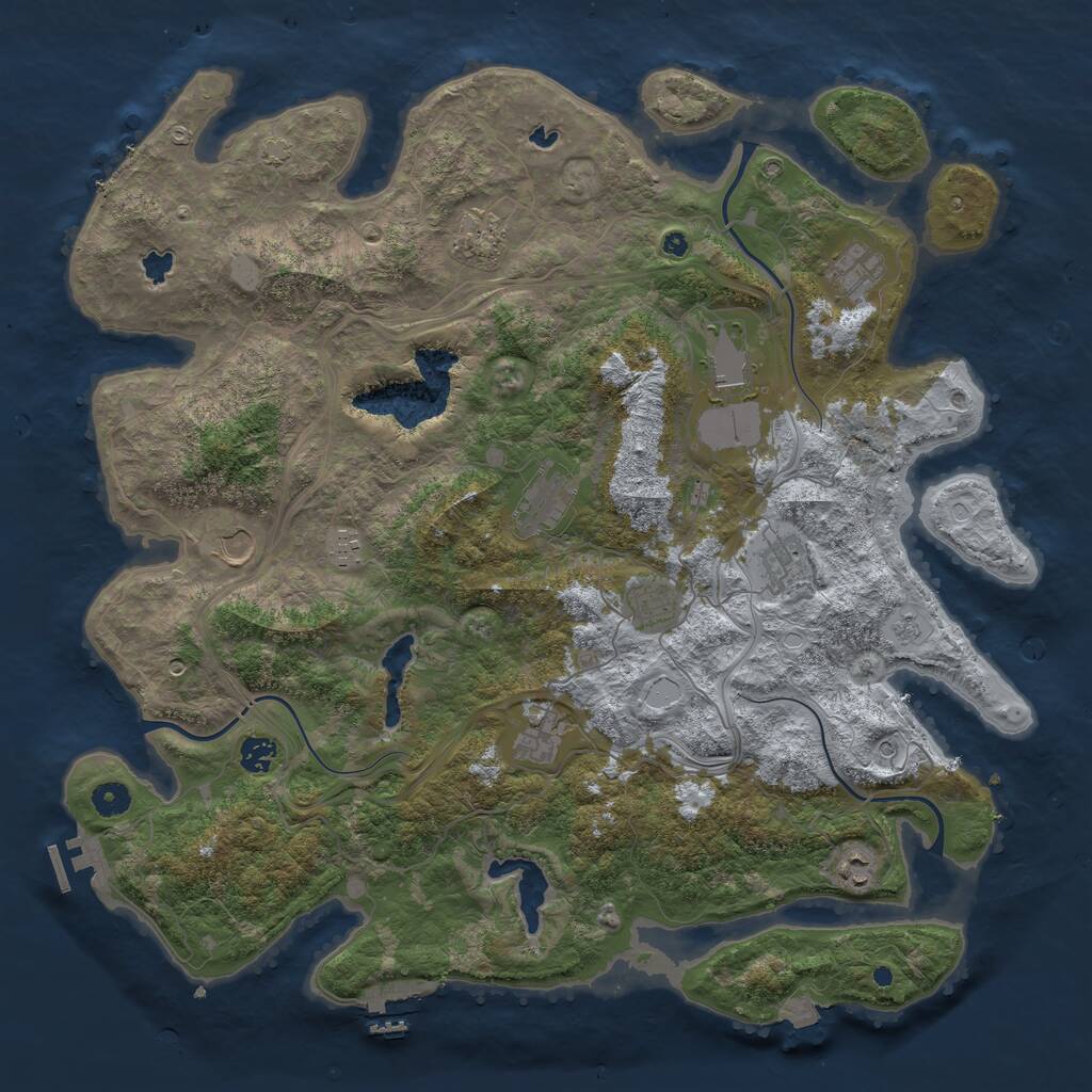 Rust Map: Procedural Map, Size: 4500, Seed: 4, 17 Monuments