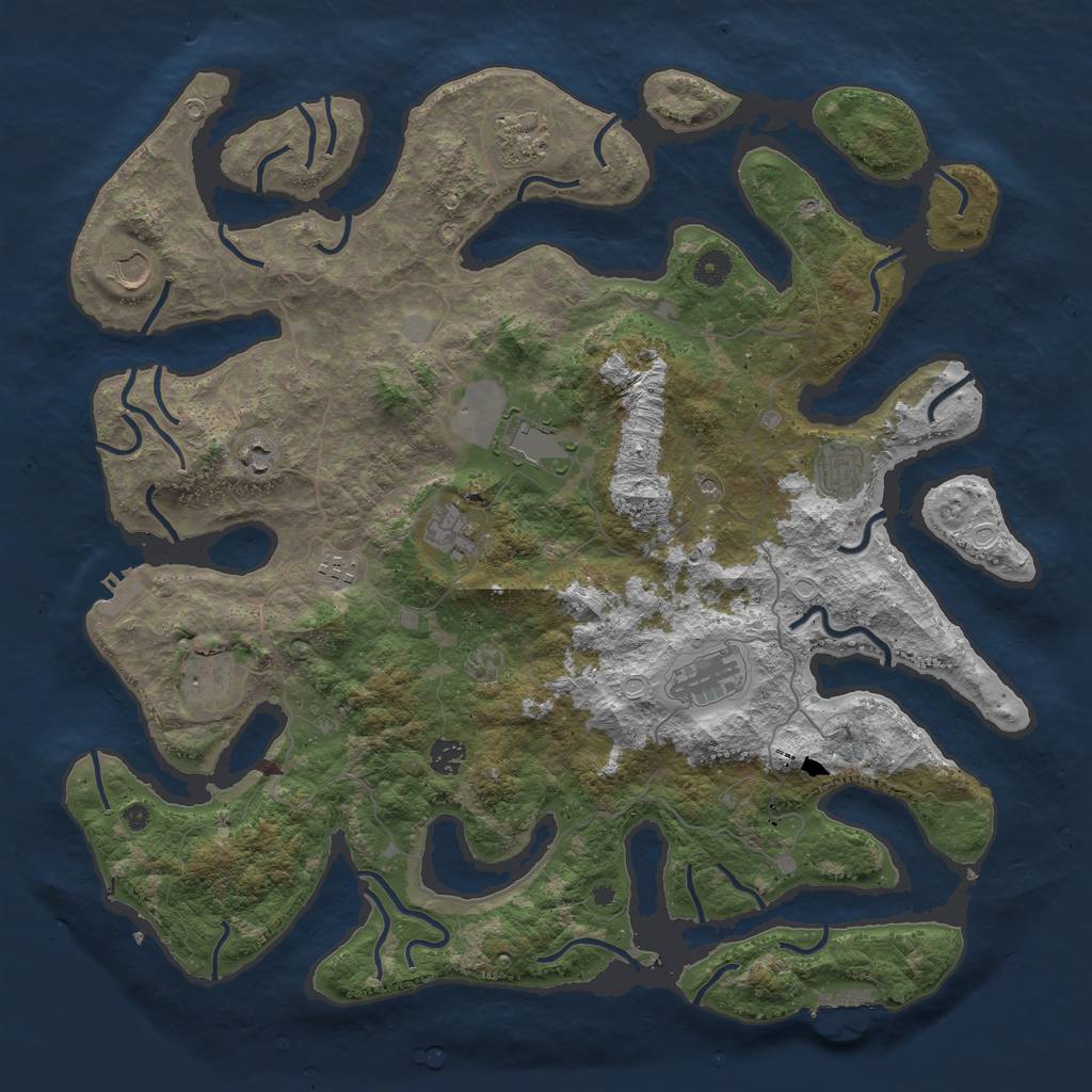 Rust Map: Procedural Map, Size: 4500, Seed: 4, 18 Monuments
