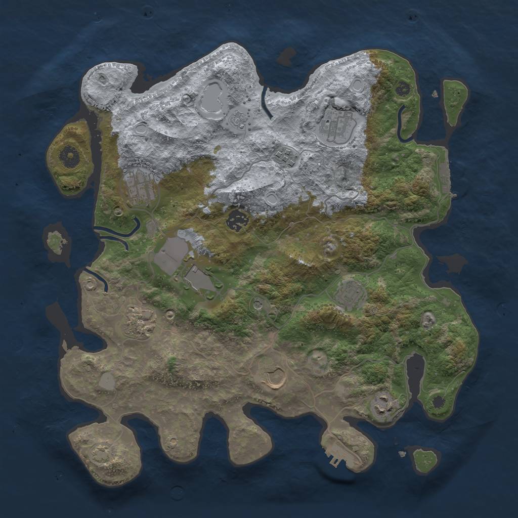 Rust Map: Procedural Map, Size: 3700, Seed: 6543, 17 Monuments