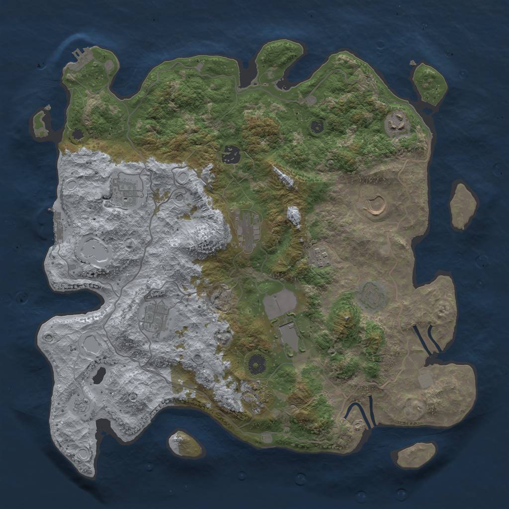 Rust Map: Procedural Map, Size: 4000, Seed: 1413491, 17 Monuments