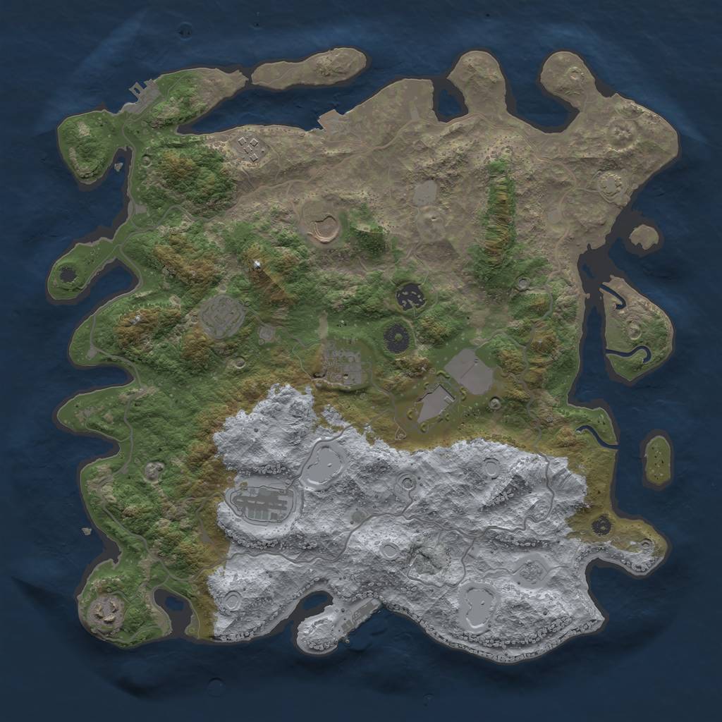 Rust Map: Procedural Map, Size: 4000, Seed: 5164691, 16 Monuments