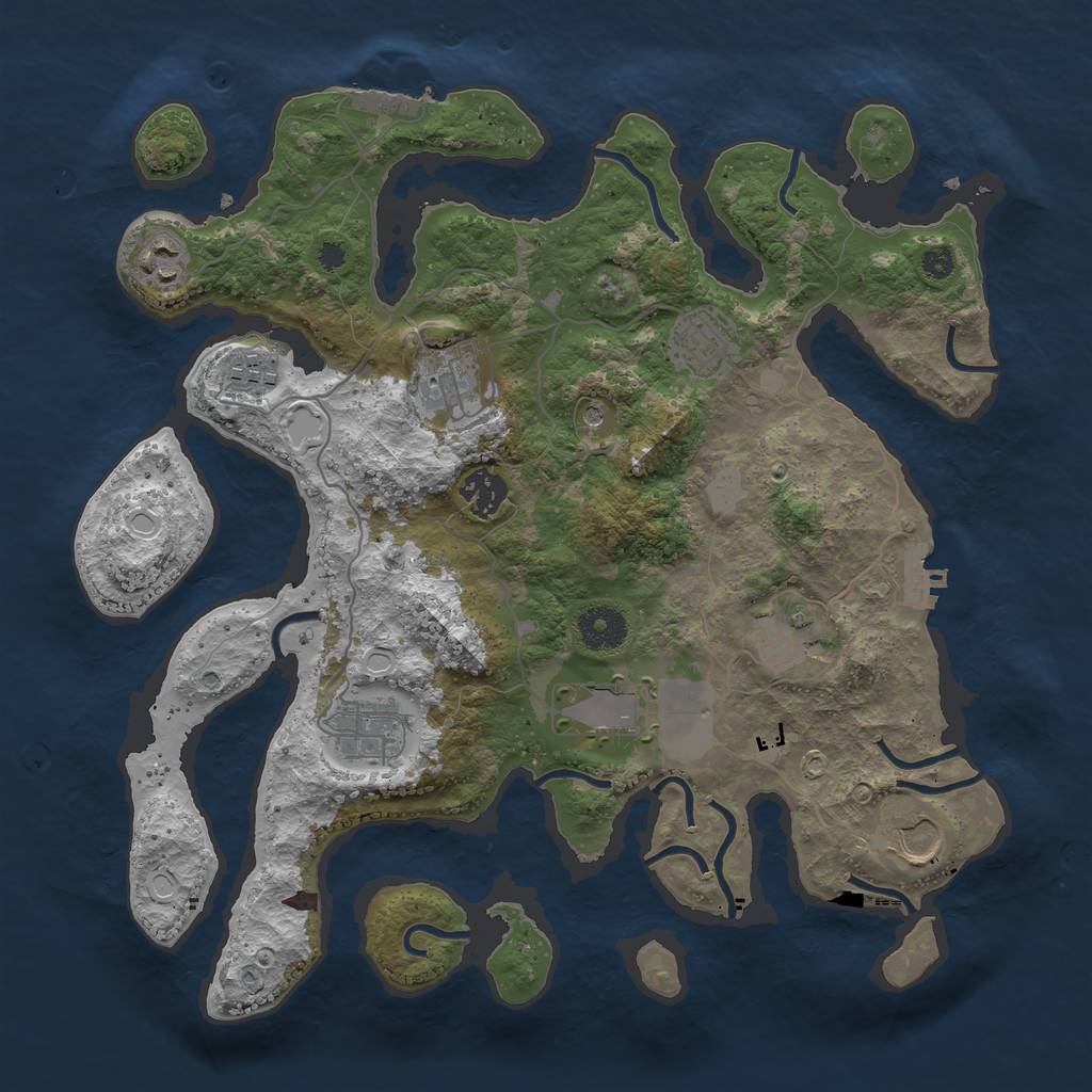 Rust Map: Procedural Map, Size: 3550, Seed: 291456, 17 Monuments