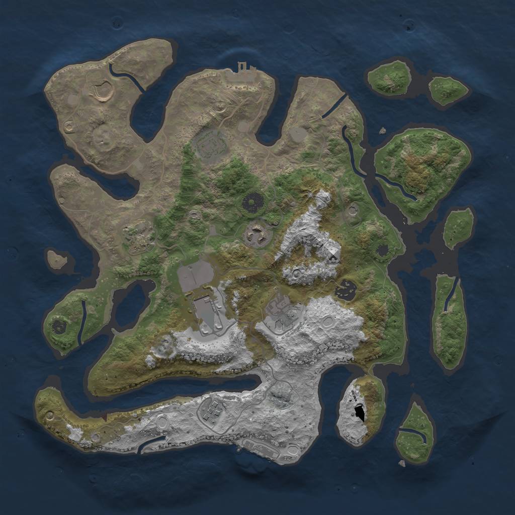 Rust Map: Procedural Map, Size: 3700, Seed: 2502754, 16 Monuments