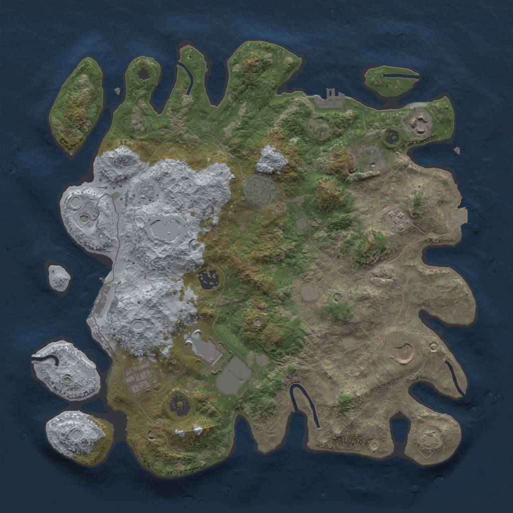 Rust Map: Procedural Map, Size: 3700, Seed: 12345, 16 Monuments