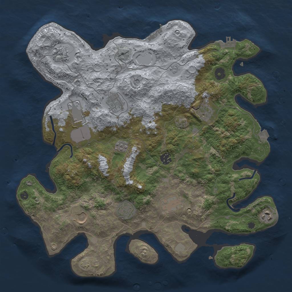 Rust Map: Procedural Map, Size: 3800, Seed: 8786, 18 Monuments