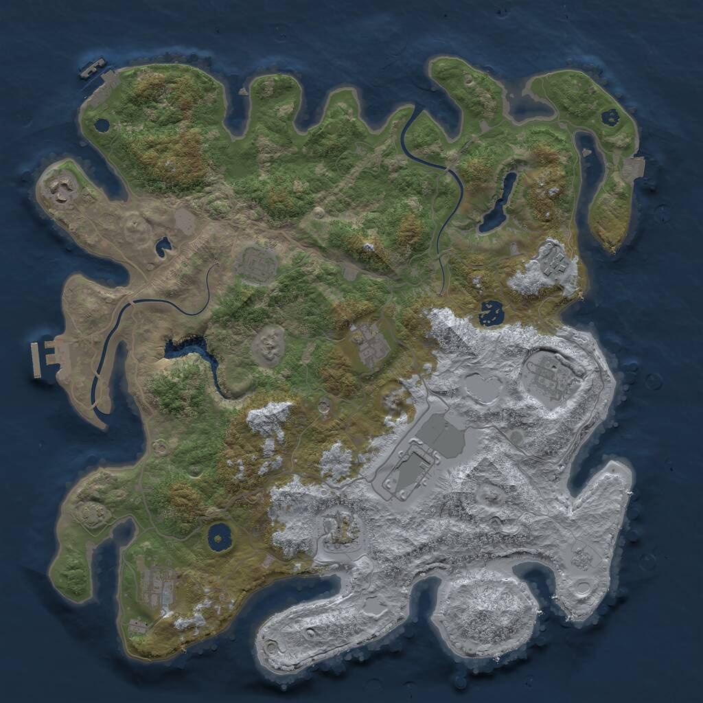 Rust Map: Procedural Map, Size: 4000, Seed: 3579100, 15 Monuments