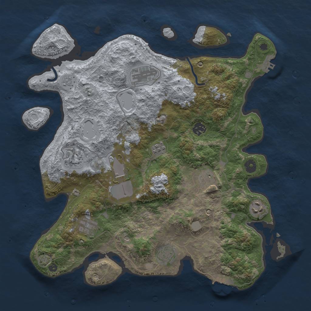 Rust Map: Procedural Map, Size: 3700, Seed: 4936919, 17 Monuments