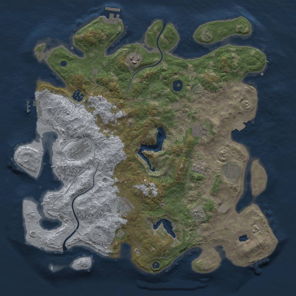 Rust Map: Procedural Map, Size: 4000, Seed: 3529258, 13 Monuments