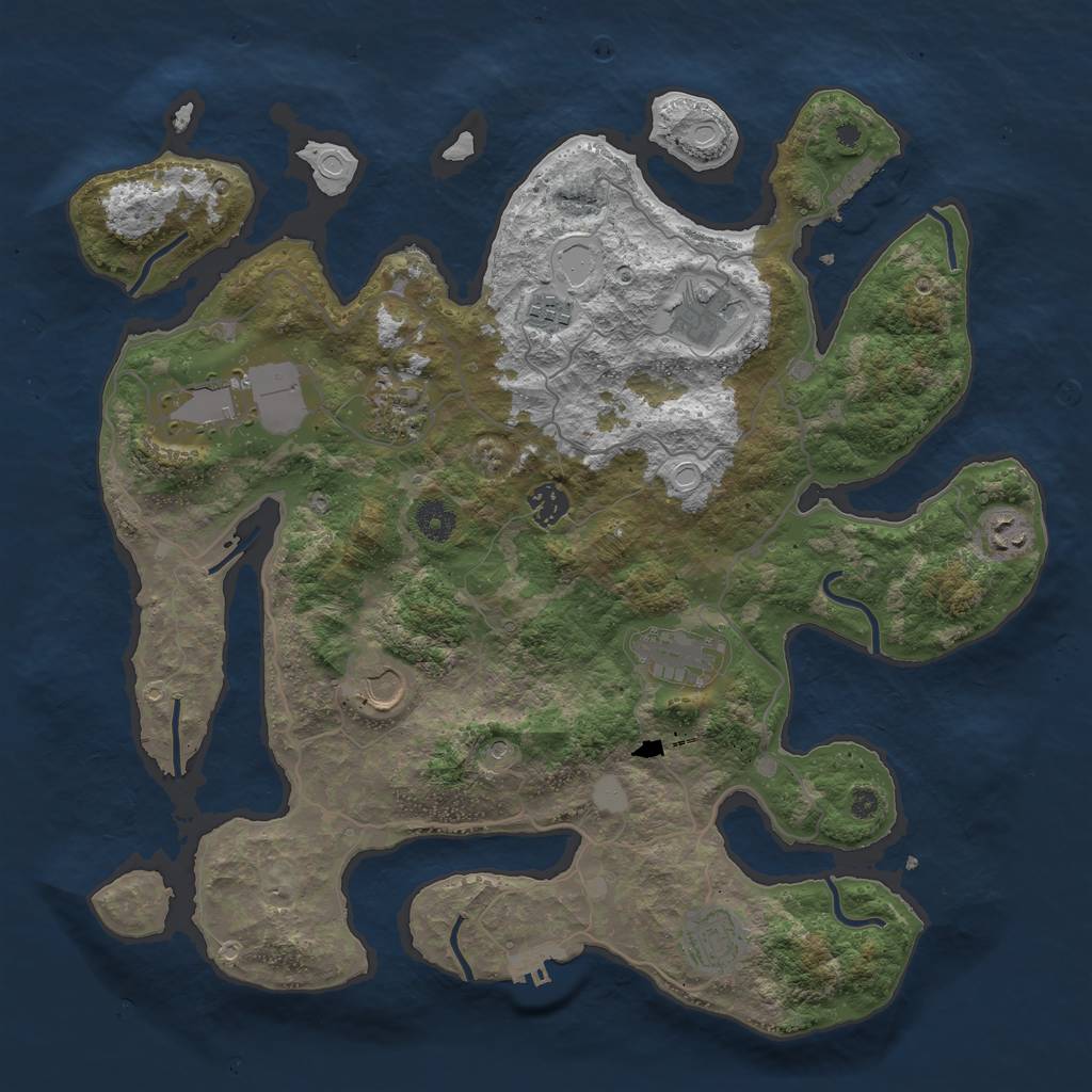 Rust Map: Procedural Map, Size: 4000, Seed: 45123, 17 Monuments