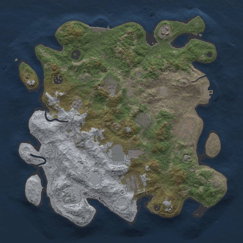 Rust Map: Procedural Map, Size: 3700, Seed: 2025816, 17 Monuments