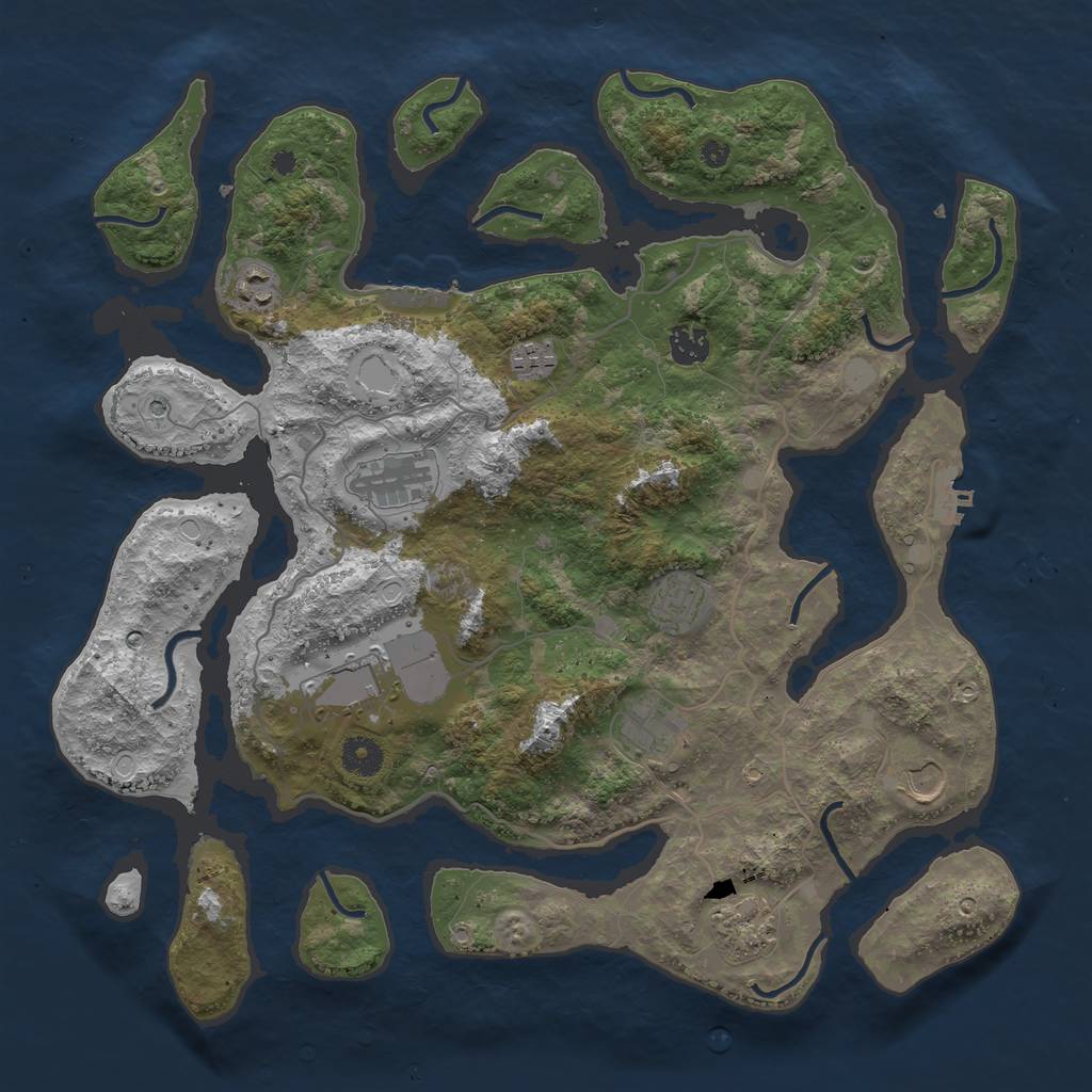 Rust Map: Procedural Map, Size: 4000, Seed: 227316, 17 Monuments