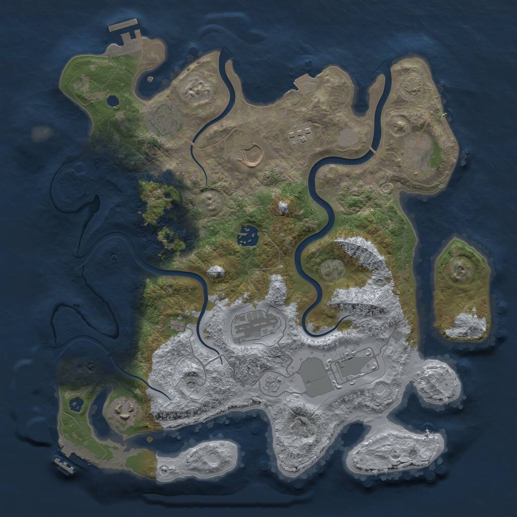 Rust Map: Procedural Map, Size: 3550, Seed: 819497, 14 Monuments