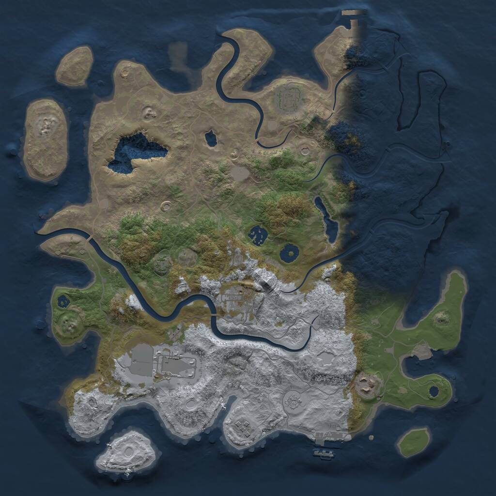 Rust Map: Procedural Map, Size: 4000, Seed: 2324721, 12 Monuments
