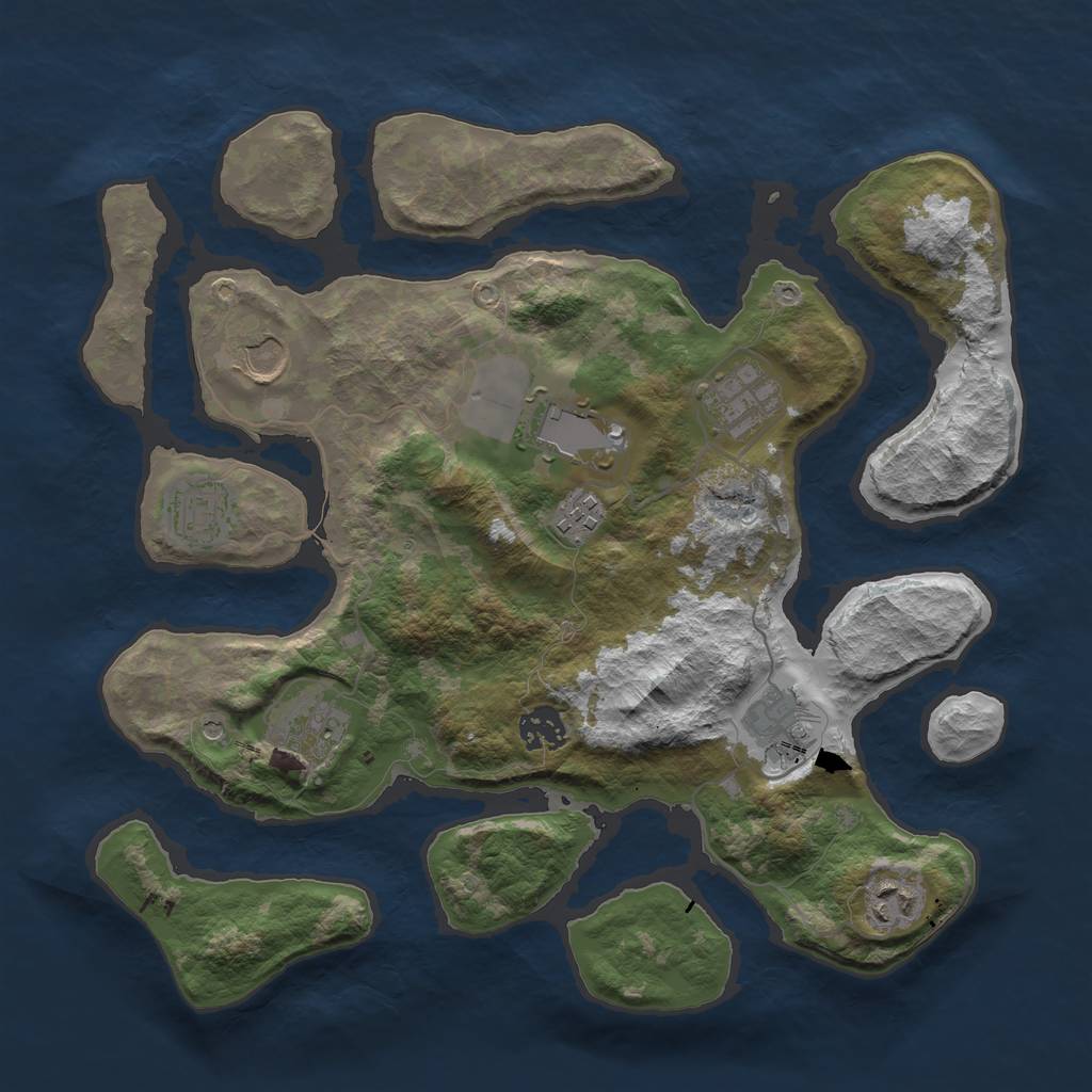 Rust Map: Barren, Size: 3500, Seed: 2222, 12 Monuments