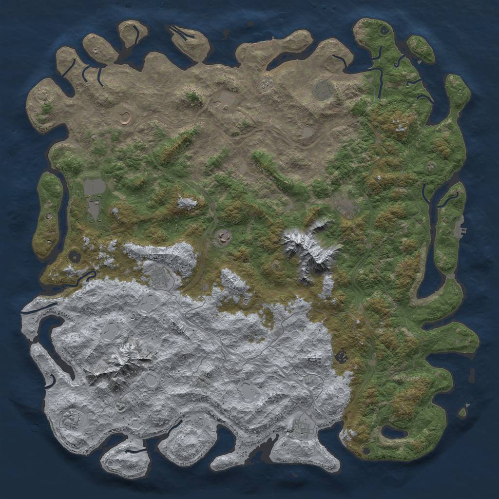 Rust Map: Procedural Map, Size: 6000, Seed: 528542, 19 Monuments