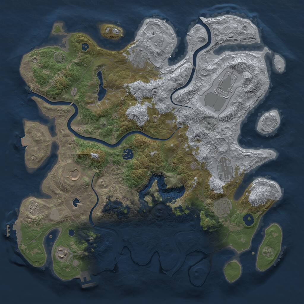 Rust Map: Procedural Map, Size: 4000, Seed: 657334, 14 Monuments
