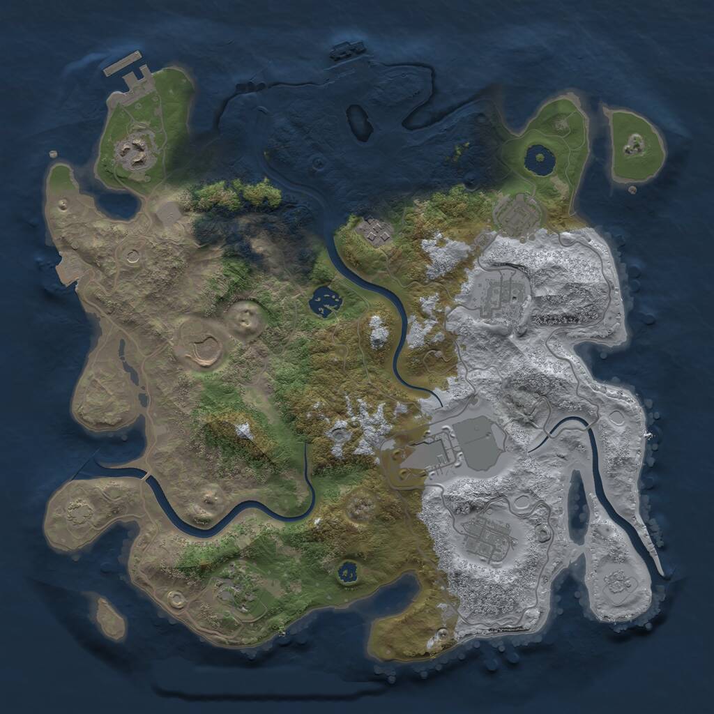 Rust Map: Procedural Map, Size: 3550, Seed: 402938, 15 Monuments