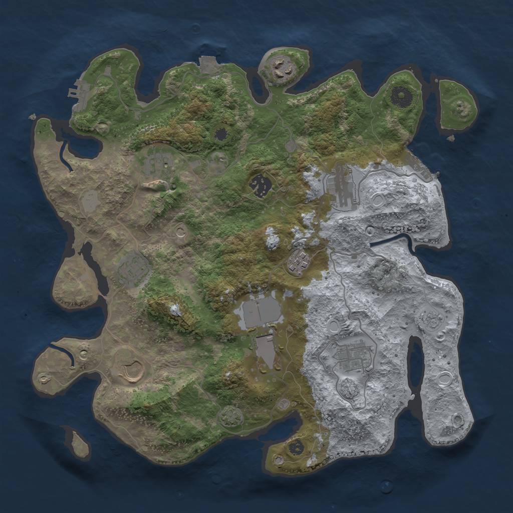 Rust Map: Procedural Map, Size: 3550, Seed: 402938, 17 Monuments