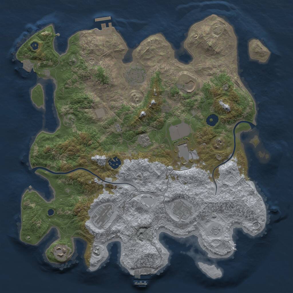 Rust Map: Procedural Map, Size: 3700, Seed: 5735289, 14 Monuments
