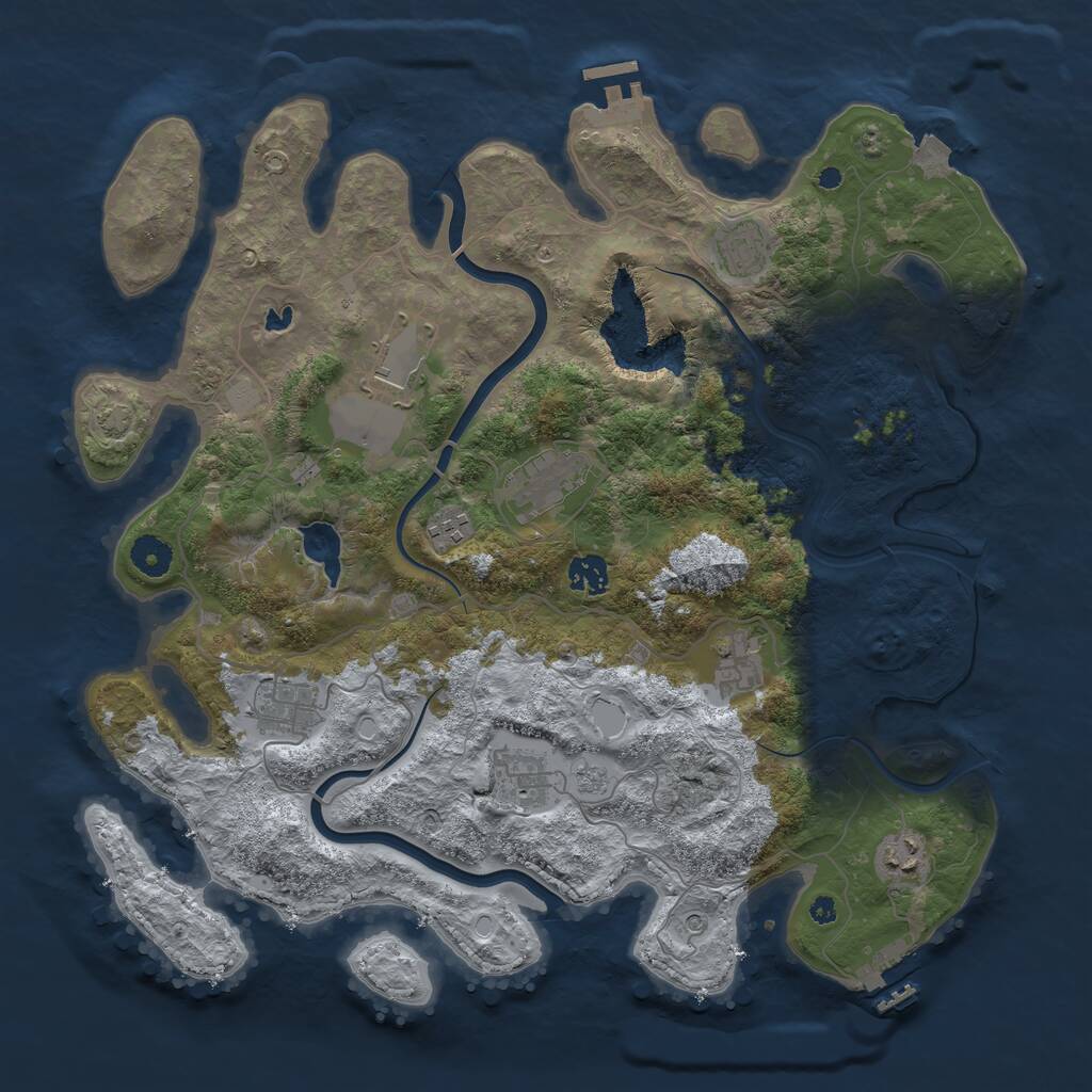 Rust Map: Procedural Map, Size: 4000, Seed: 544549, 15 Monuments