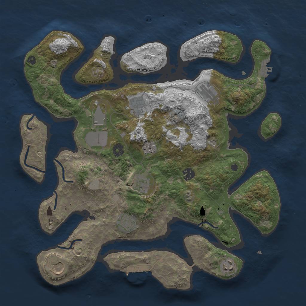 Rust Map: Procedural Map, Size: 3700, Seed: 4707328, 17 Monuments