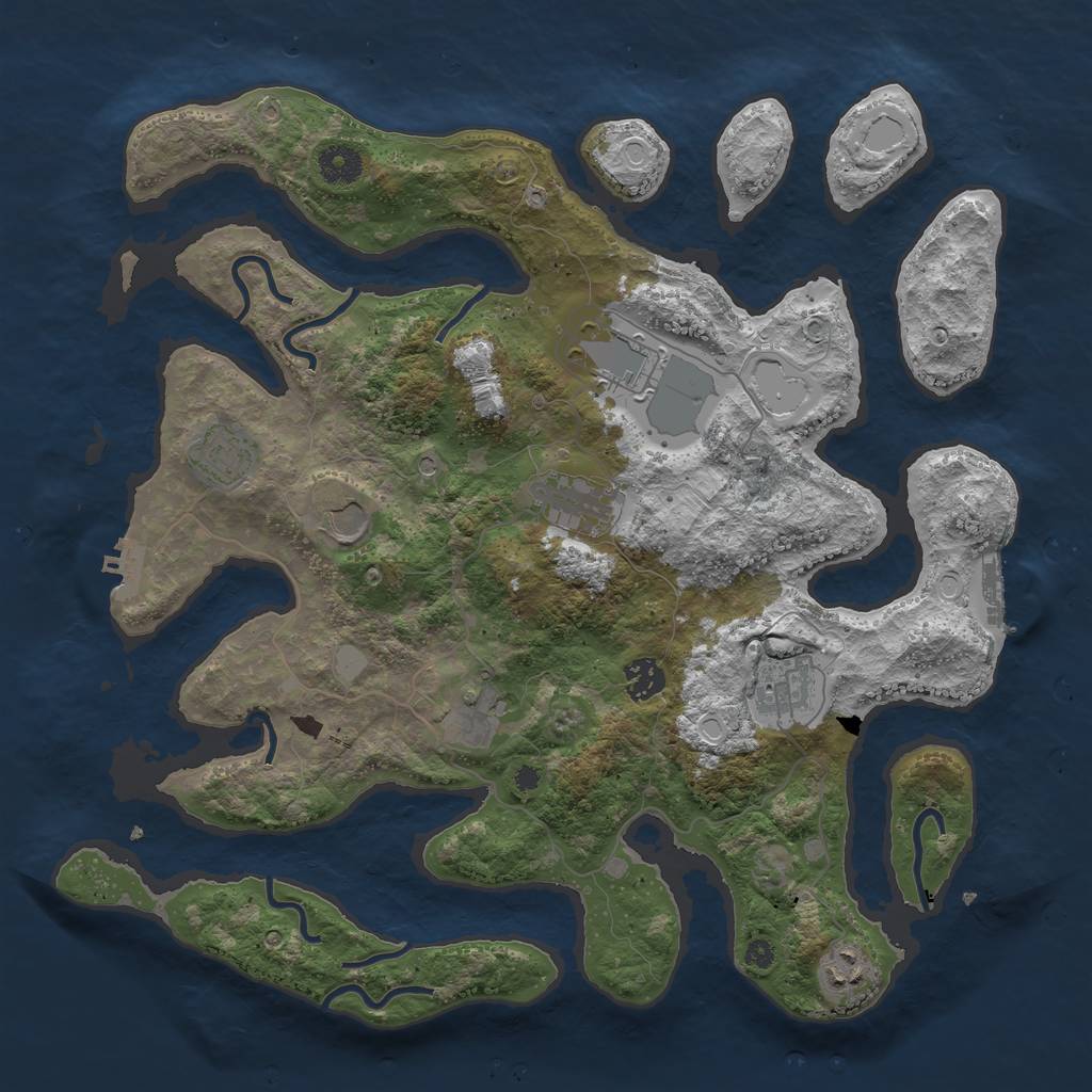 Rust Map: Procedural Map, Size: 3875, Seed: 13327595, 16 Monuments