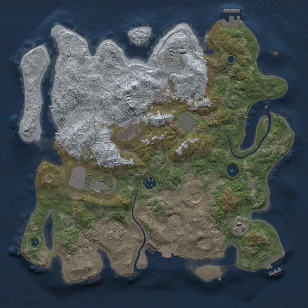Rust Map: Procedural Map, Size: 3700, Seed: 2749906, 15 Monuments