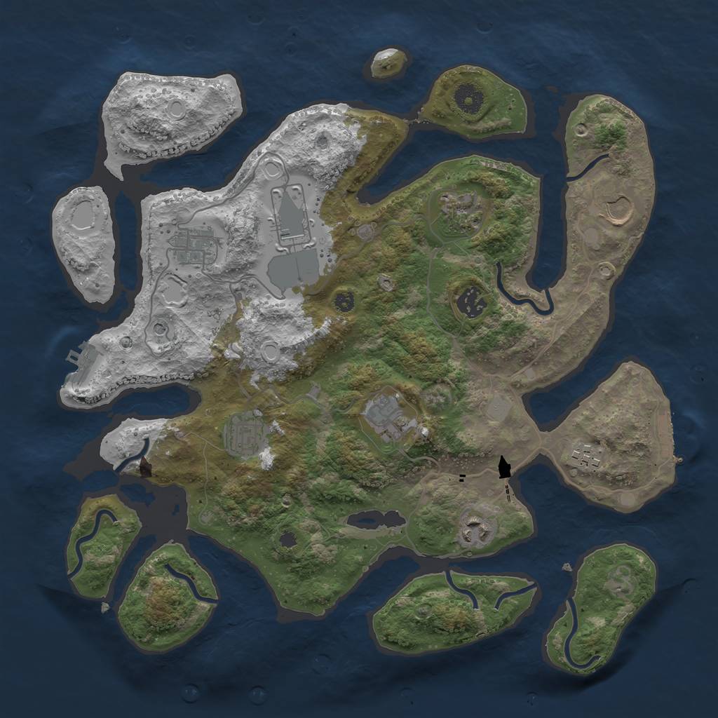 Rust Map: Procedural Map, Size: 3700, Seed: 8, 17 Monuments