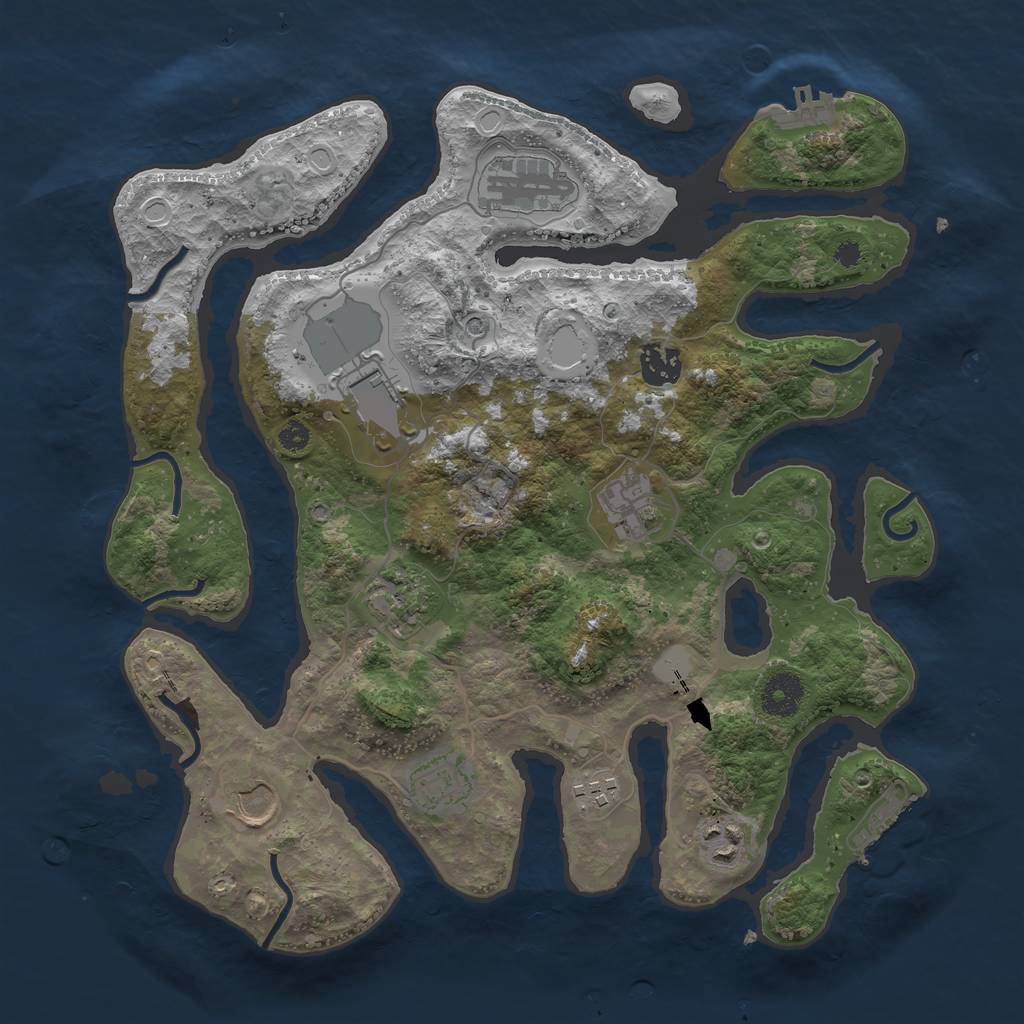Rust Map: Procedural Map, Size: 3550, Seed: 639111, 17 Monuments