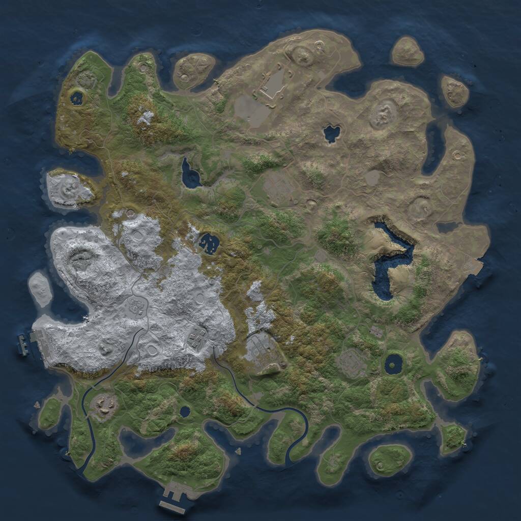 Rust Map: Procedural Map, Size: 4000, Seed: 968914, 13 Monuments